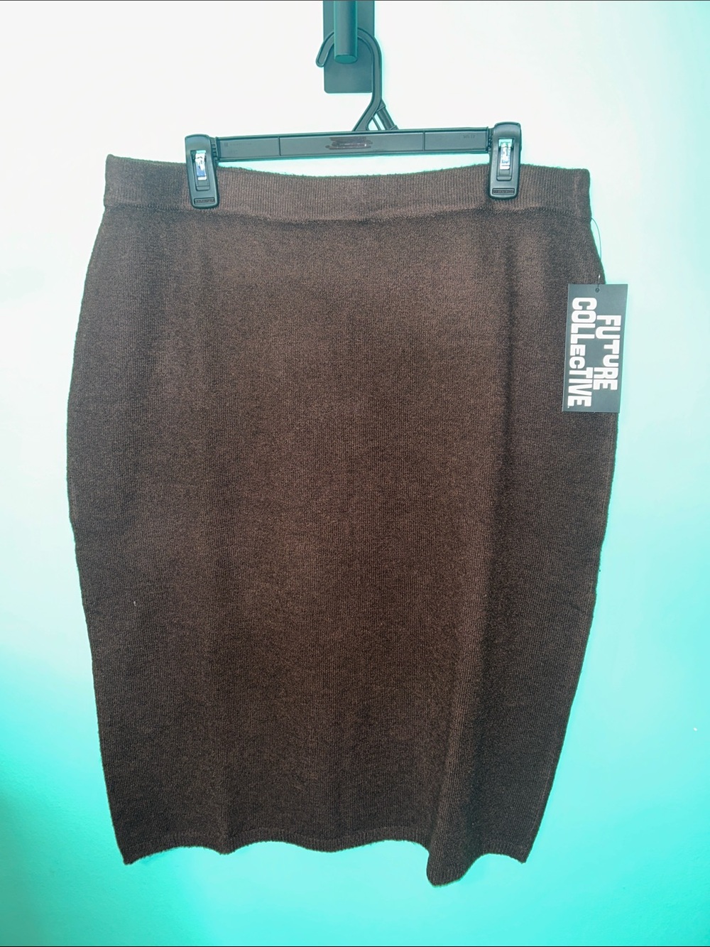 Future Collective Brown Knit Pencil Skirt